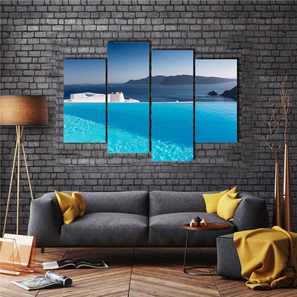 Luxury Resort Swimming Pool Canvas Wall Art-4 Pop-Gallery Wrap-50" x 32"-Tiaracle