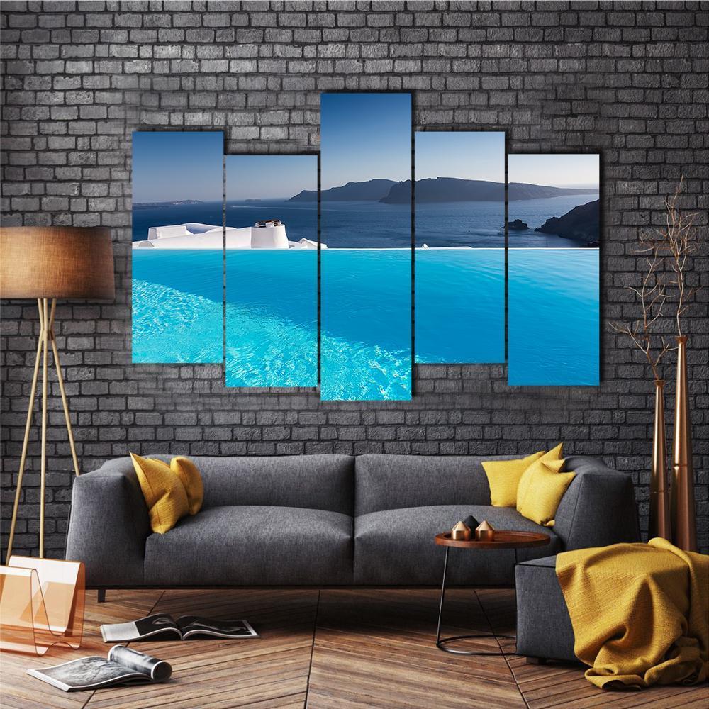 Luxury Resort Swimming Pool Canvas Wall Art-5 Pop-Gallery Wrap-47" x 32"-Tiaracle