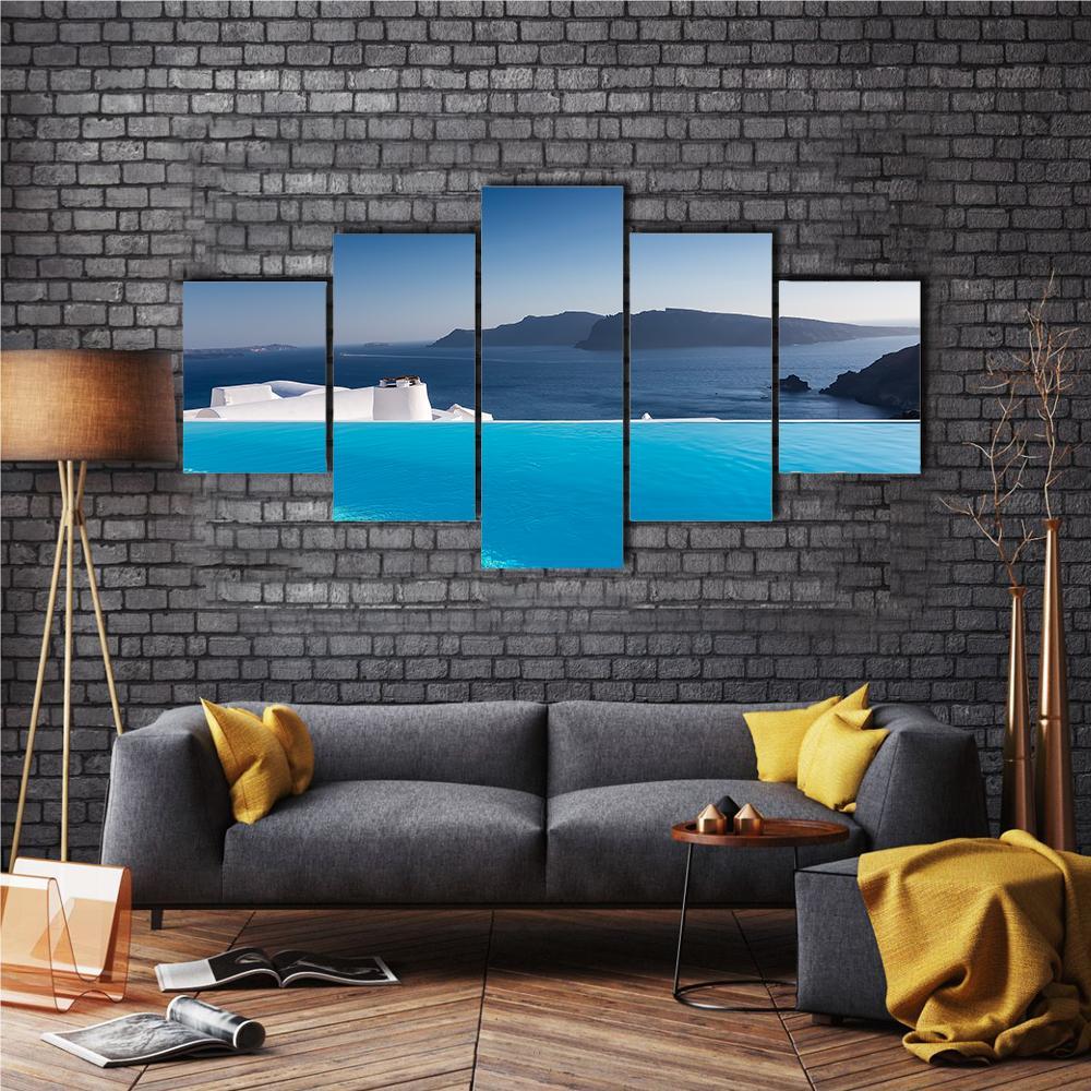 Luxury Resort Swimming Pool Canvas Wall Art-5 Star-Gallery Wrap-62" x 32"-Tiaracle