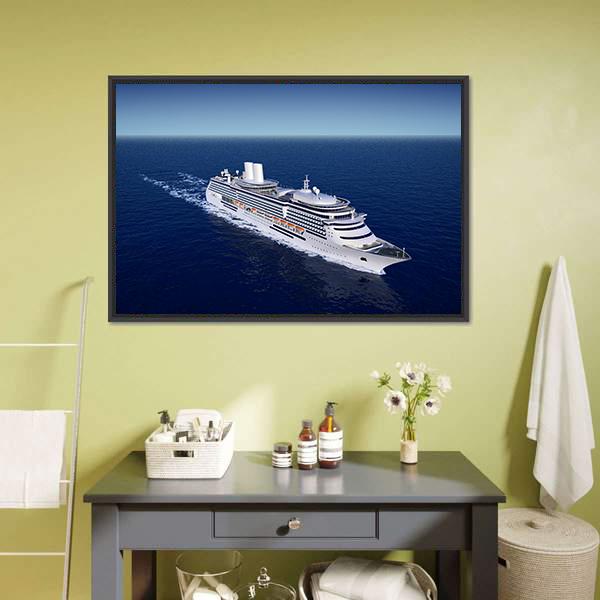 Luxury White Cruise Ship Canvas Wall Art-1 Piece-Floating Frame-24" x 16"-Tiaracle