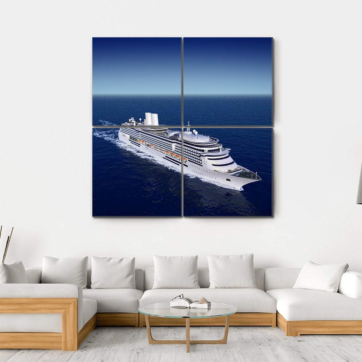 Luxury White Cruise Ship Canvas Wall Art-4 Square-Gallery Wrap-17" x 17"-Tiaracle