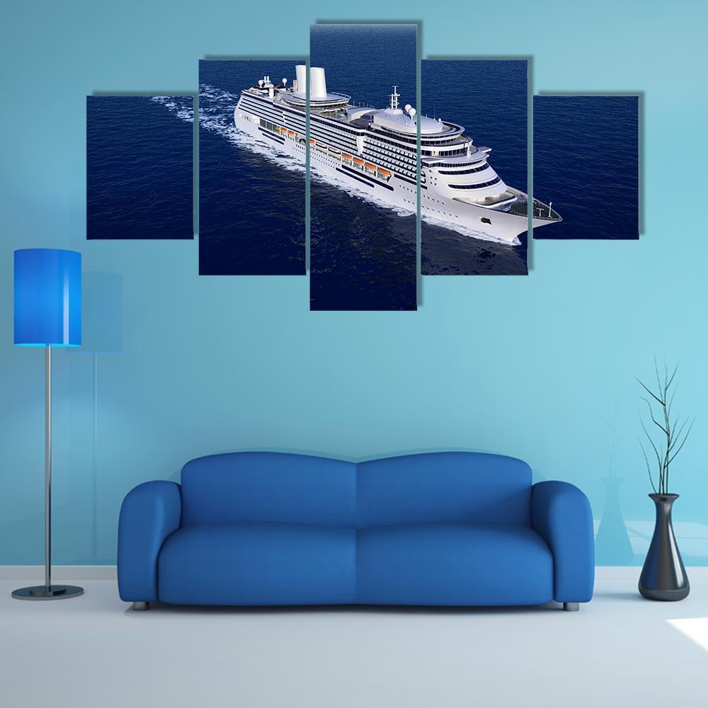 Luxury White Cruise Ship Canvas Wall Art-5 Star-Gallery Wrap-62" x 32"-Tiaracle
