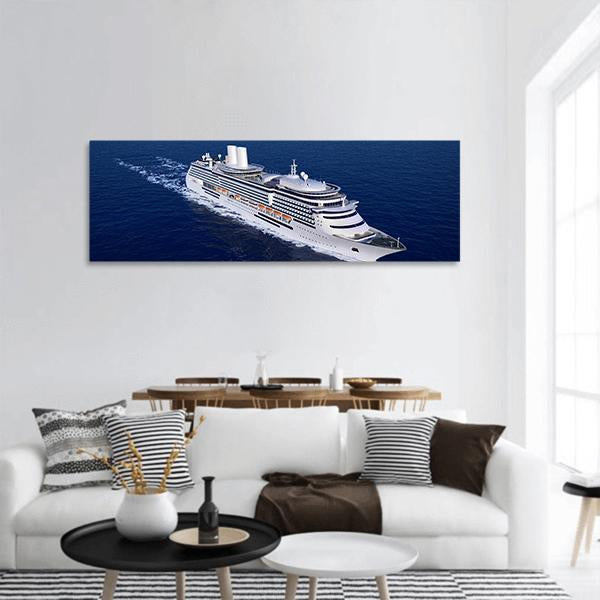 Luxury White Cruise Ship Panoramic Canvas Wall Art-3 Piece-25" x 08"-Tiaracle