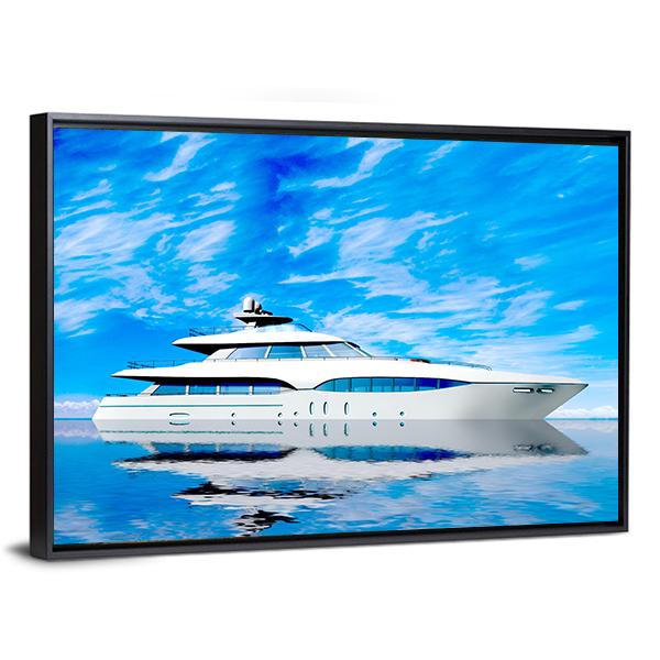 Luxury Yacht In Sea Canvas Wall Art-3 Horizontal-Gallery Wrap-25" x 16"-Tiaracle