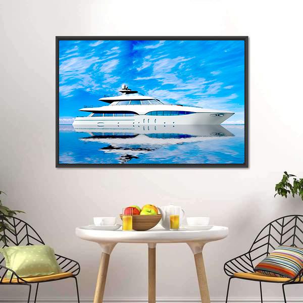 Luxury Yacht In Sea Canvas Wall Art-3 Horizontal-Gallery Wrap-25" x 16"-Tiaracle