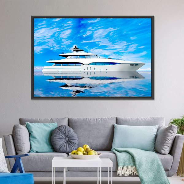 Luxury Yacht In Sea Canvas Wall Art-3 Horizontal-Gallery Wrap-25" x 16"-Tiaracle
