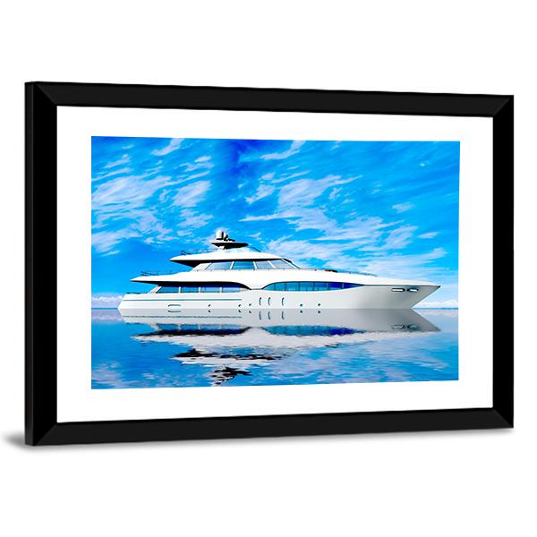 Luxury Yacht In Sea Canvas Wall Art-3 Horizontal-Gallery Wrap-25" x 16"-Tiaracle