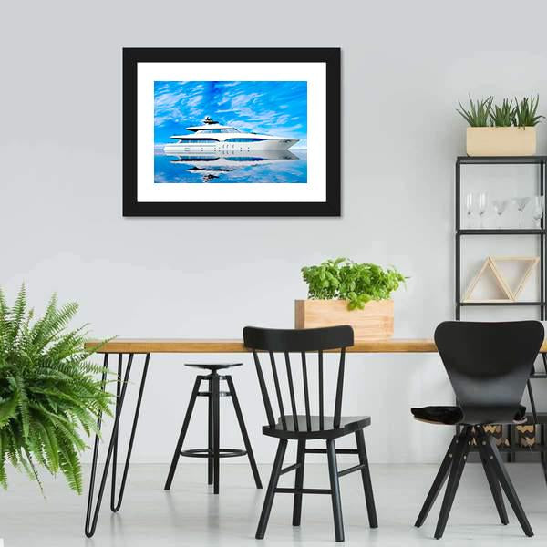 Luxury Yacht In Sea Canvas Wall Art-3 Horizontal-Gallery Wrap-25" x 16"-Tiaracle