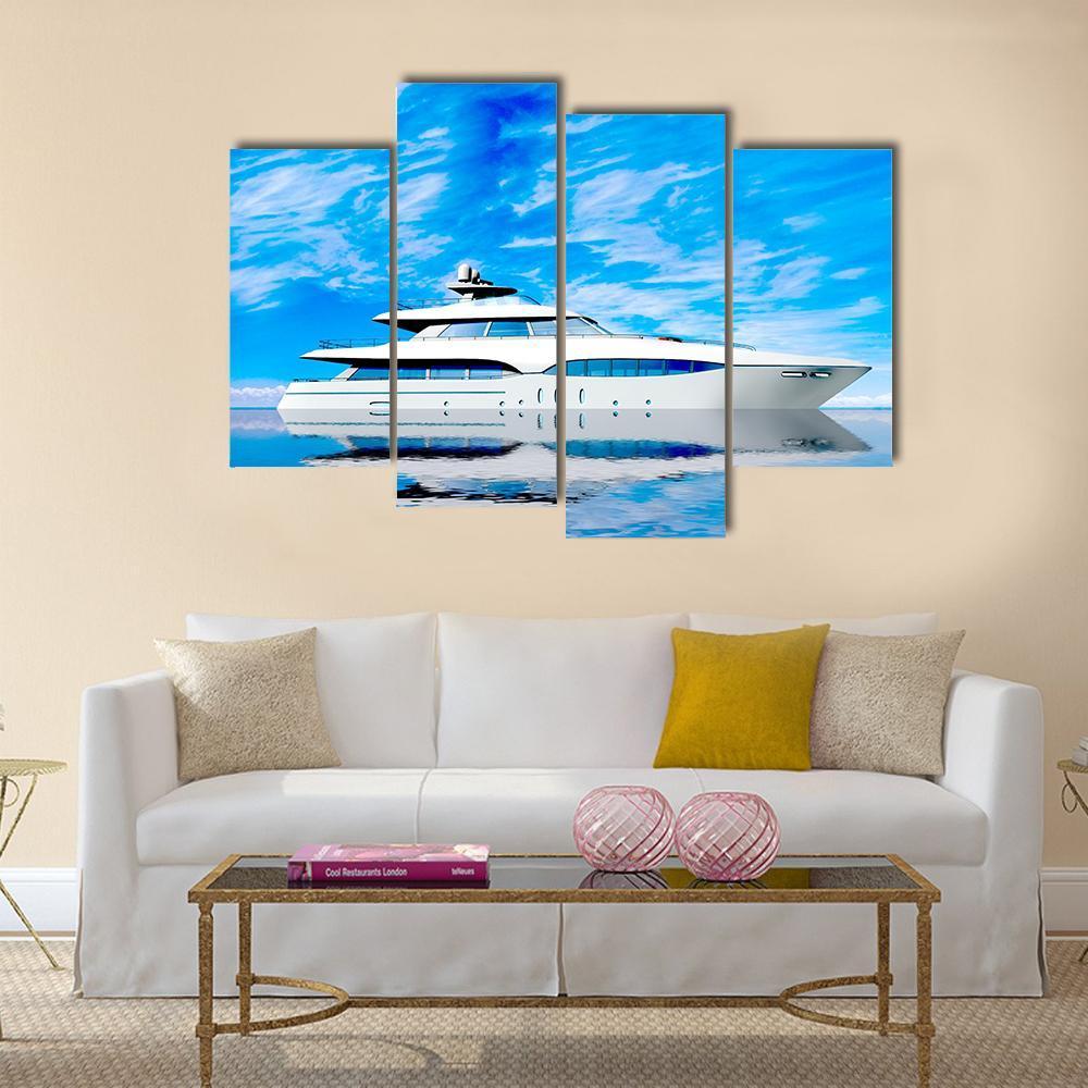 Luxury Yacht In Sea Canvas Wall Art-4 Pop-Gallery Wrap-50" x 32"-Tiaracle