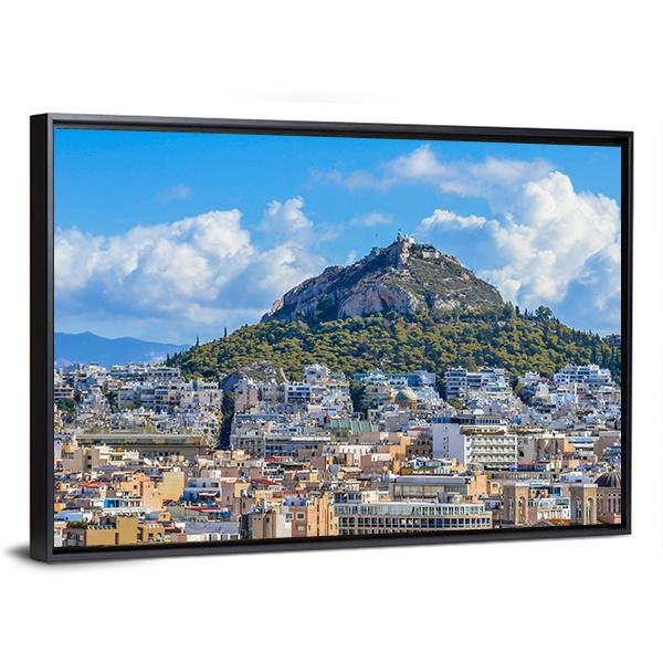 Lycabettus Mountain Canvas Wall Art-3 Horizontal-Gallery Wrap-25" x 16"-Tiaracle