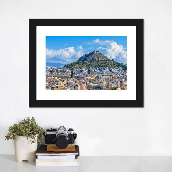 Lycabettus Mountain Canvas Wall Art-1 Piece-Framed Print-20" x 16"-Tiaracle