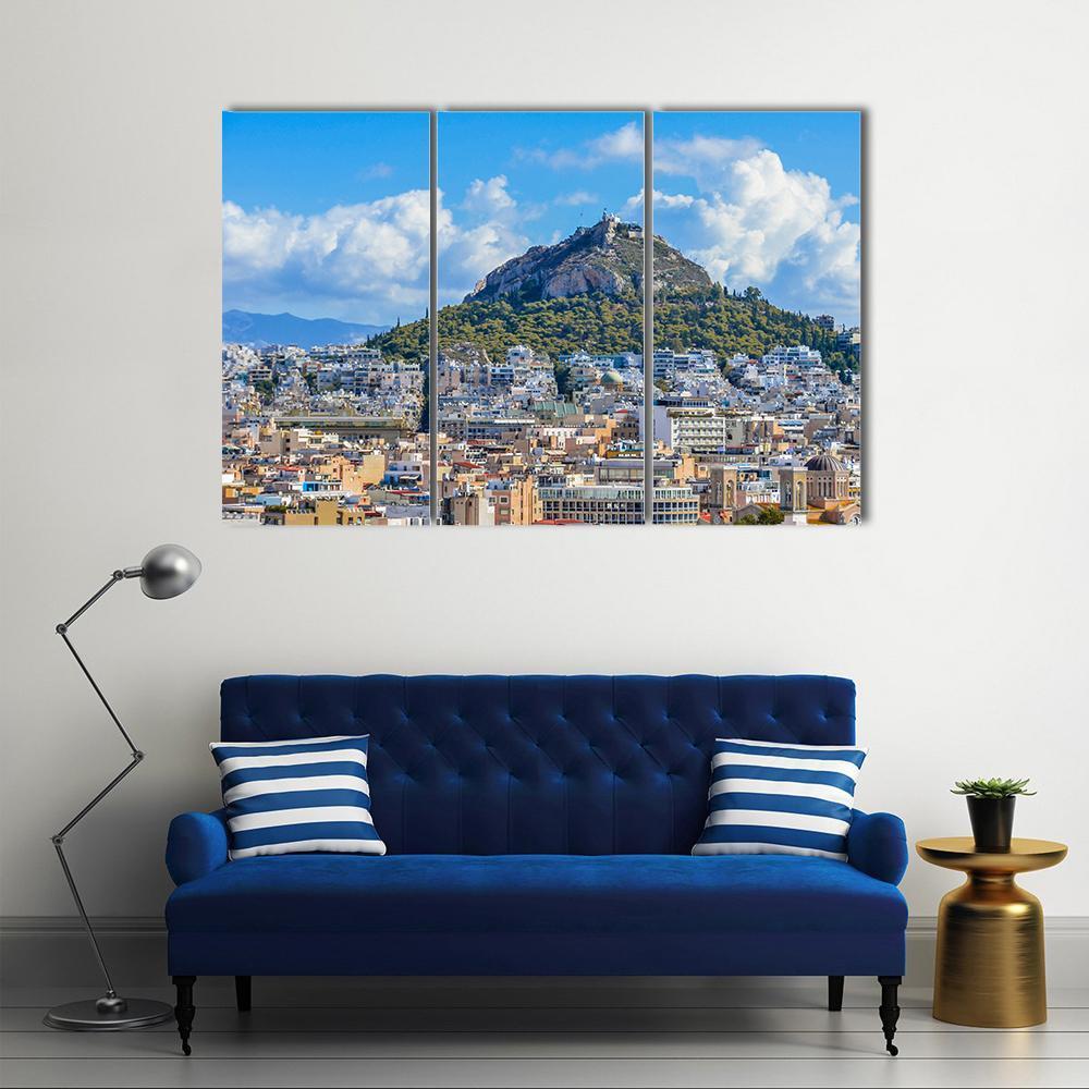 Lycabettus Mountain Canvas Wall Art-3 Horizontal-Gallery Wrap-37" x 24"-Tiaracle