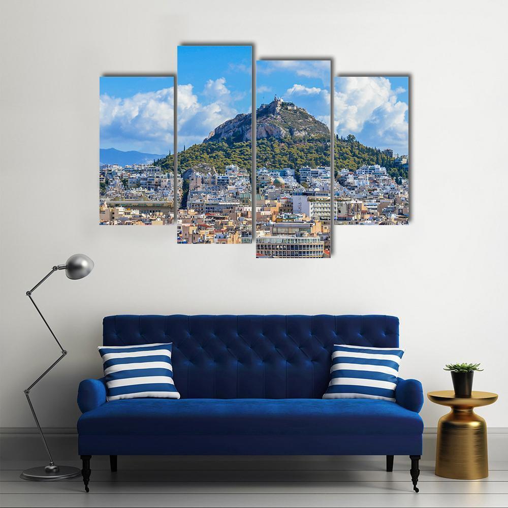 Lycabettus Mountain Canvas Wall Art-4 Pop-Gallery Wrap-50" x 32"-Tiaracle