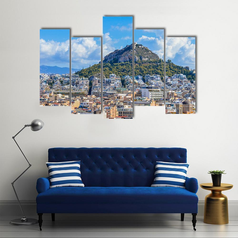 Lycabettus Mountain Canvas Wall Art-5 Pop-Gallery Wrap-47" x 32"-Tiaracle