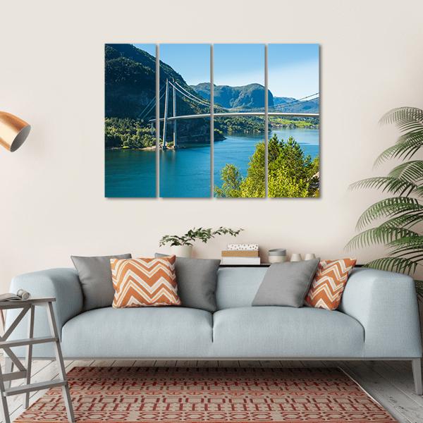 Lysefjord Bridge Norway Canvas Wall Art-4 Horizontal-Gallery Wrap-34" x 24"-Tiaracle