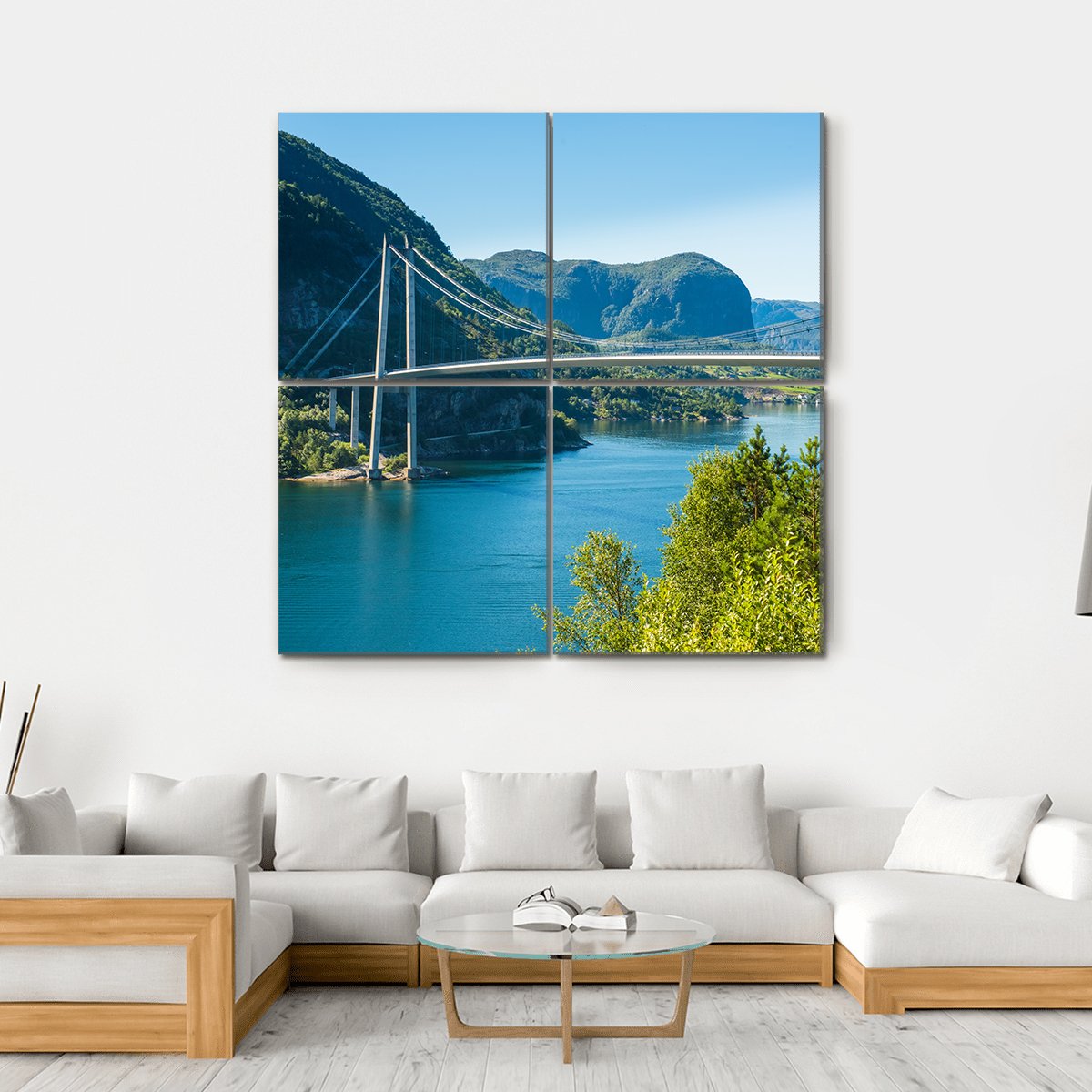 Lysefjord Bridge Norway Canvas Wall Art-4 Square-Gallery Wrap-17" x 17"-Tiaracle