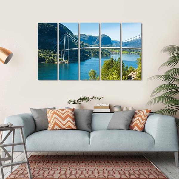 Lysefjord Bridge Norway Canvas Wall Art-5 Horizontal-Gallery Wrap-22" x 12"-Tiaracle