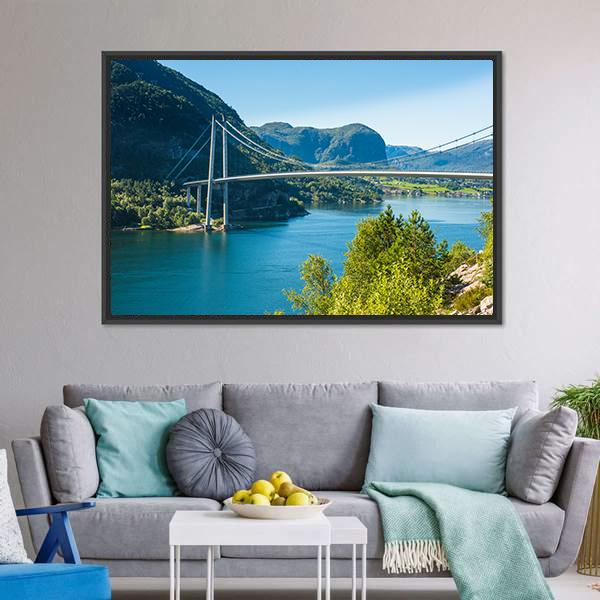 Lysefjord Bridge Norway Canvas Wall Art-5 Horizontal-Gallery Wrap-22" x 12"-Tiaracle
