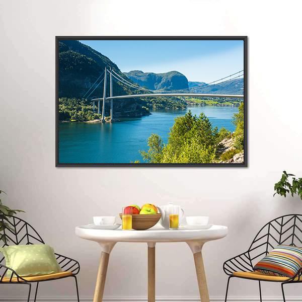 Lysefjord Bridge Norway Canvas Wall Art-3 Horizontal-Gallery Wrap-25" x 16"-Tiaracle