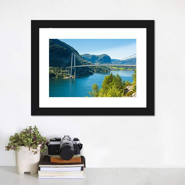 Lysefjord Bridge Norway Canvas Wall Art-1 Piece-Framed Print-20" x 16"-Tiaracle