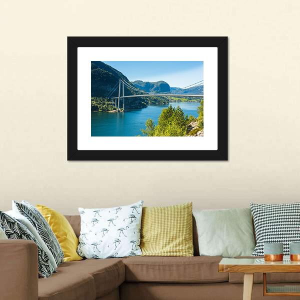 Lysefjord Bridge Norway Canvas Wall Art-5 Horizontal-Gallery Wrap-22" x 12"-Tiaracle
