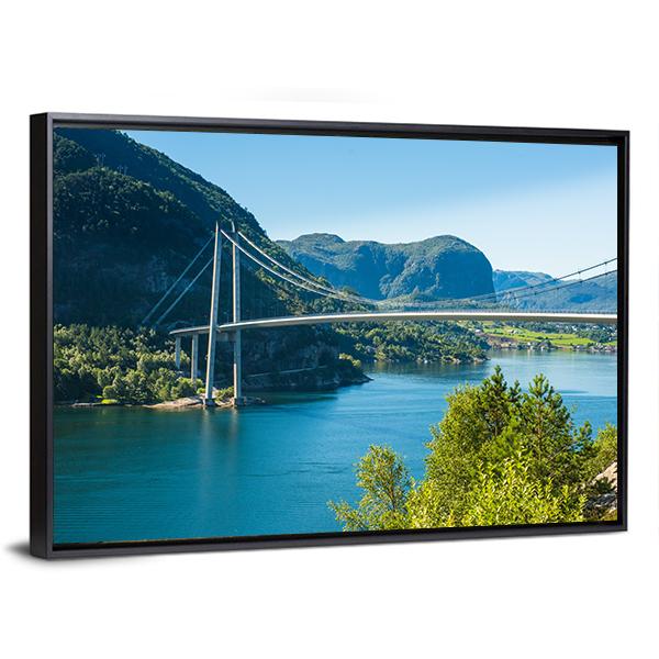Lysefjord Bridge Norway Canvas Wall Art-5 Horizontal-Gallery Wrap-22" x 12"-Tiaracle