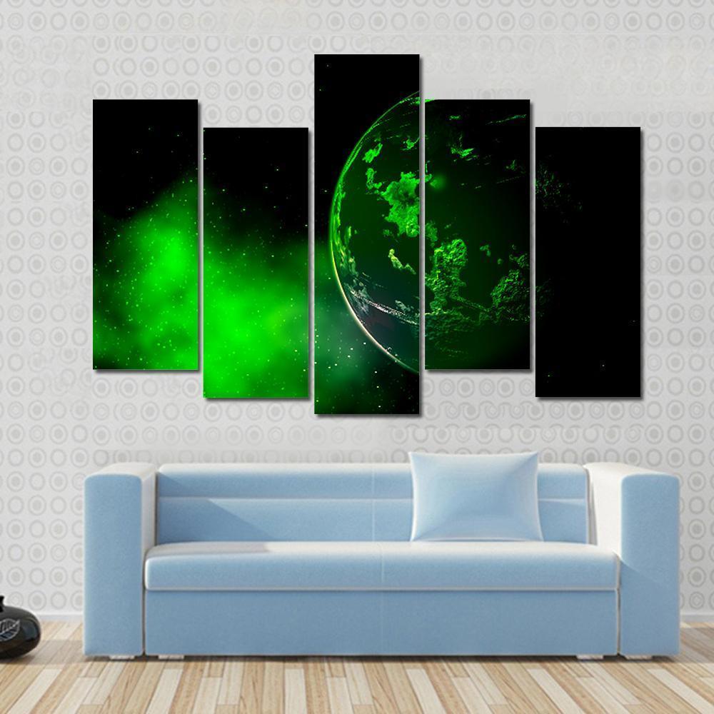M Type Planet In Cosmos Canvas Wall Art-5 Pop-Gallery Wrap-47" x 32"-Tiaracle