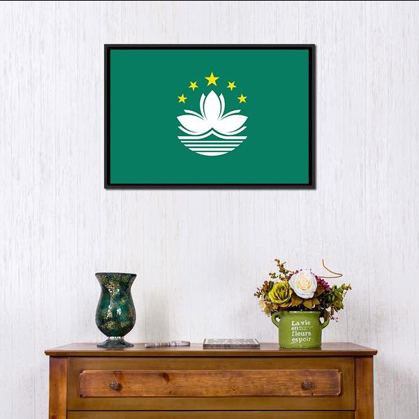 Macau Flag Canvas Wall Art-1 Piece-Floating Frame-24" x 16"-Tiaracle