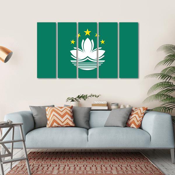 Macau Flag Canvas Wall Art-5 Horizontal-Gallery Wrap-22" x 12"-Tiaracle