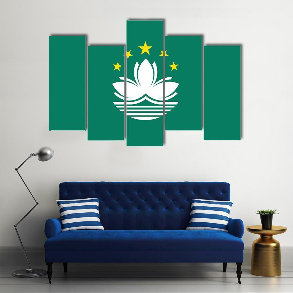 Macau Flag Canvas Wall Art-5 Pop-Gallery Wrap-47" x 32"-Tiaracle