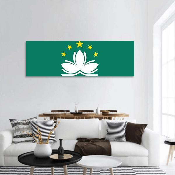 Macau Flag Panoramic Canvas Wall Art-1 Piece-36" x 12"-Tiaracle