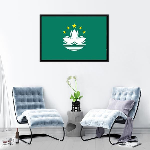 Macau Flag Panoramic Canvas Wall Art-1 Piece-36" x 12"-Tiaracle