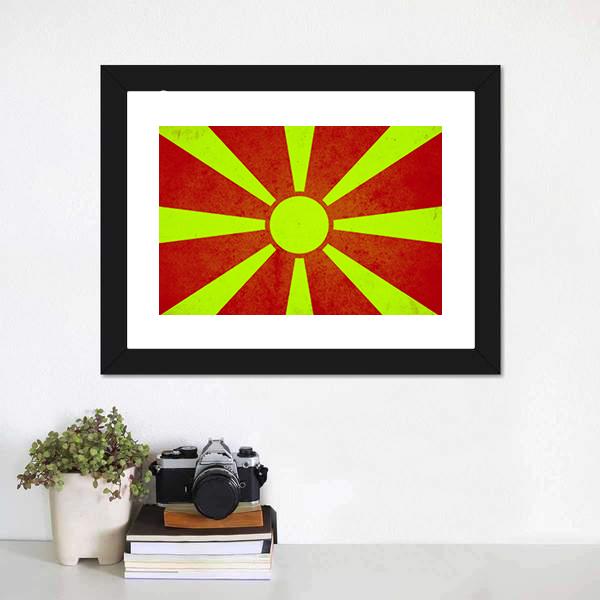Macedonia Flag Canvas Wall Art-1 Piece-Framed Print-20" x 16"-Tiaracle