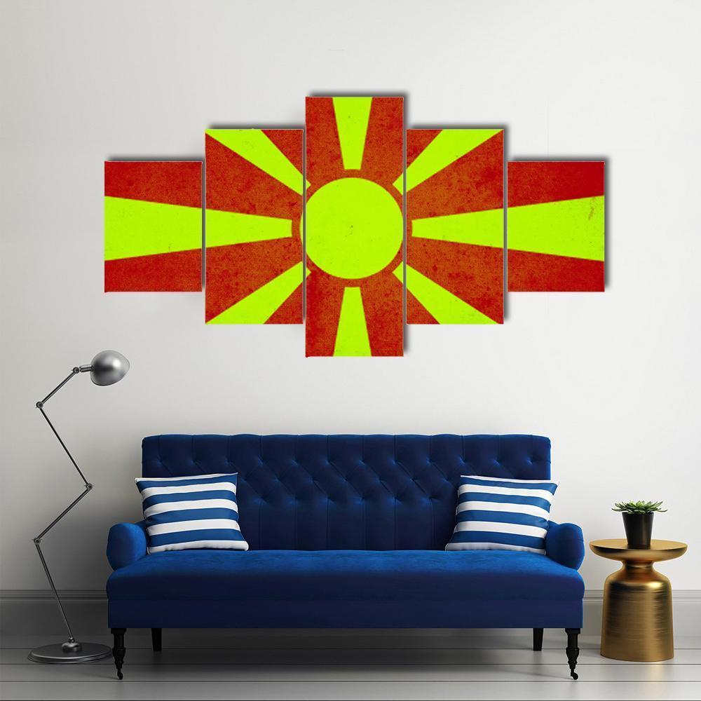 Macedonia Flag Canvas Wall Art-5 Star-Gallery Wrap-62" x 32"-Tiaracle