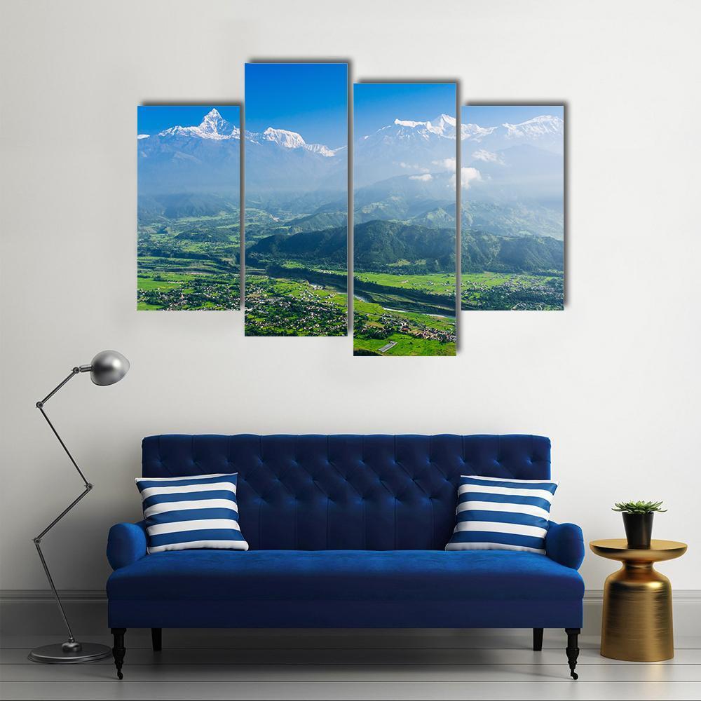 Machapuchare & Pokhara Nepal Canvas Wall Art-4 Pop-Gallery Wrap-50" x 32"-Tiaracle