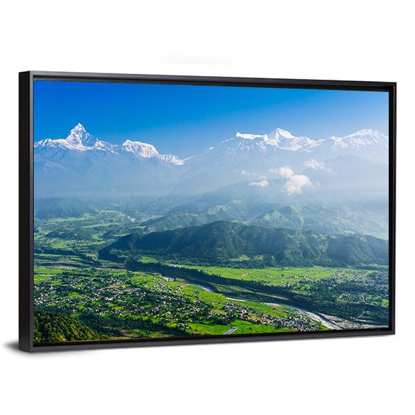 Machapuchare &amp; Pokhara Nepal Canvas Wall Art-3 Horizontal-Gallery Wrap-25" x 16"-Tiaracle