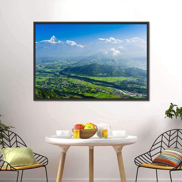 Machapuchare &amp; Pokhara Nepal Canvas Wall Art-3 Horizontal-Gallery Wrap-25" x 16"-Tiaracle