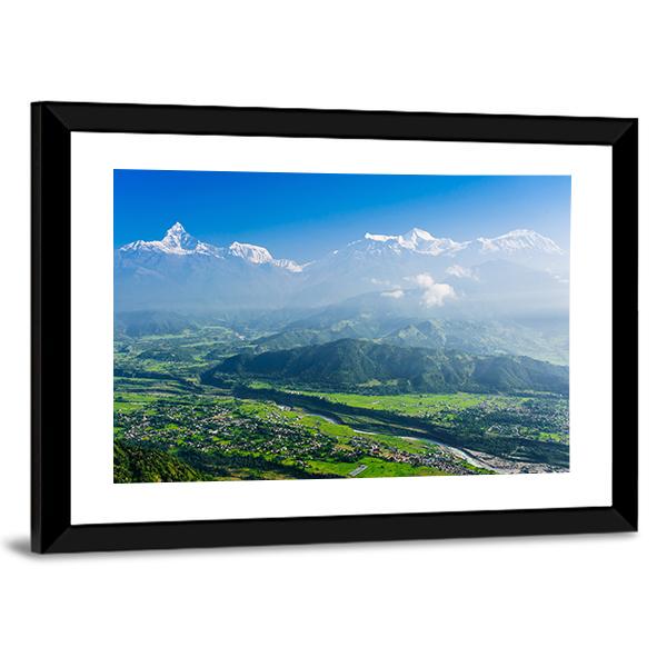 Machapuchare &amp; Pokhara Nepal Canvas Wall Art-3 Horizontal-Gallery Wrap-25" x 16"-Tiaracle