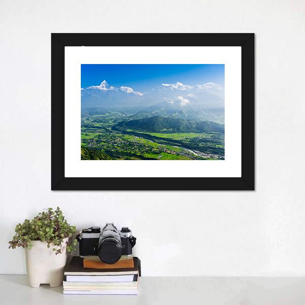 Machapuchare &amp; Pokhara Nepal Canvas Wall Art-1 Piece-Framed Print-20" x 16"-Tiaracle