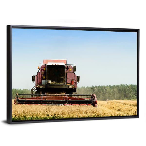 Machine Harvesting In Field Canvas Wall Art-3 Horizontal-Gallery Wrap-25" x 16"-Tiaracle