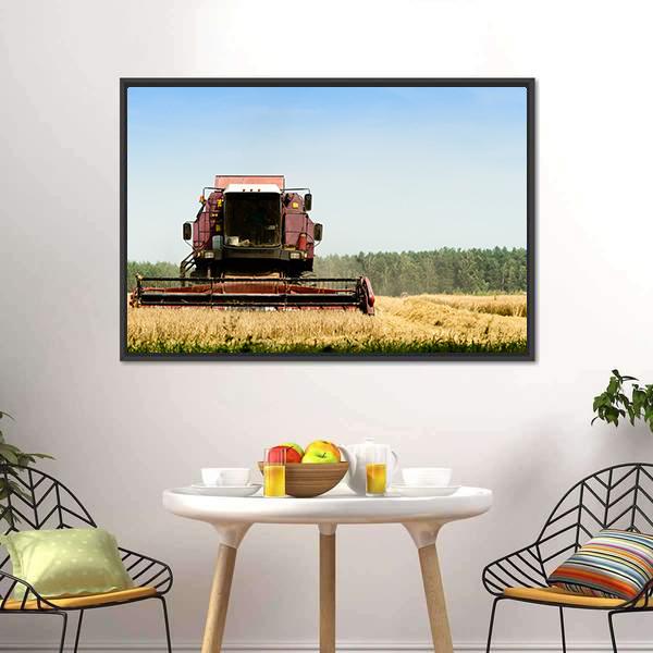 Machine Harvesting In Field Canvas Wall Art-3 Horizontal-Gallery Wrap-25" x 16"-Tiaracle