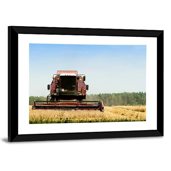 Machine Harvesting In Field Canvas Wall Art-3 Horizontal-Gallery Wrap-25" x 16"-Tiaracle