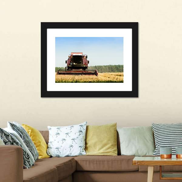 Machine Harvesting In Field Canvas Wall Art-3 Horizontal-Gallery Wrap-25" x 16"-Tiaracle