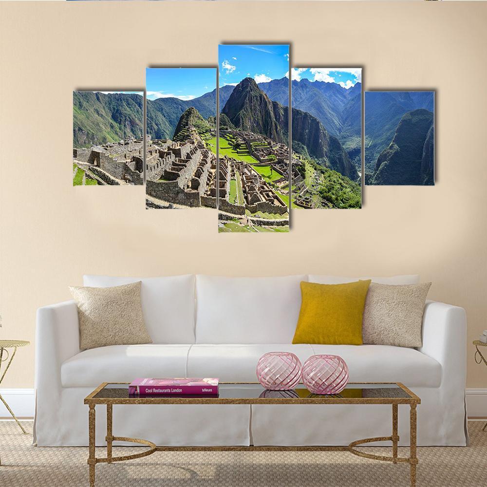 Machu Picchu City Canvas Wall Art-5 Star-Gallery Wrap-62&quot; x 32&quot;-Tiaracle