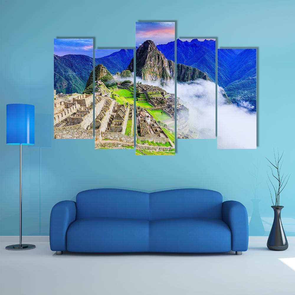 Machu Picchu Peru Canvas Wall Art-5 Pop-Gallery Wrap-47" x 32"-Tiaracle
