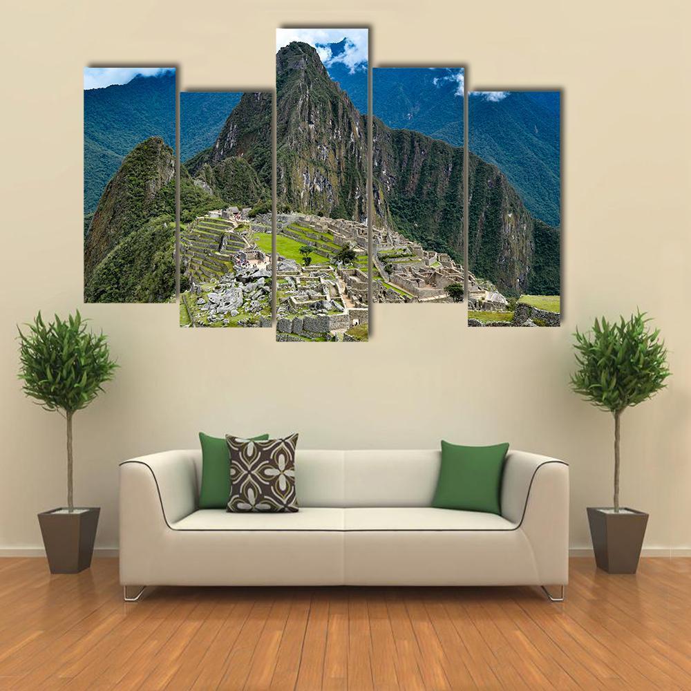 Machu Picchu Morning Canvas Wall Art-5 Pop-Gallery Wrap-47" x 32"-Tiaracle