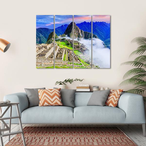 Machu Picchu Peru Canvas Wall Art-4 Horizontal-Gallery Wrap-34" x 24"-Tiaracle