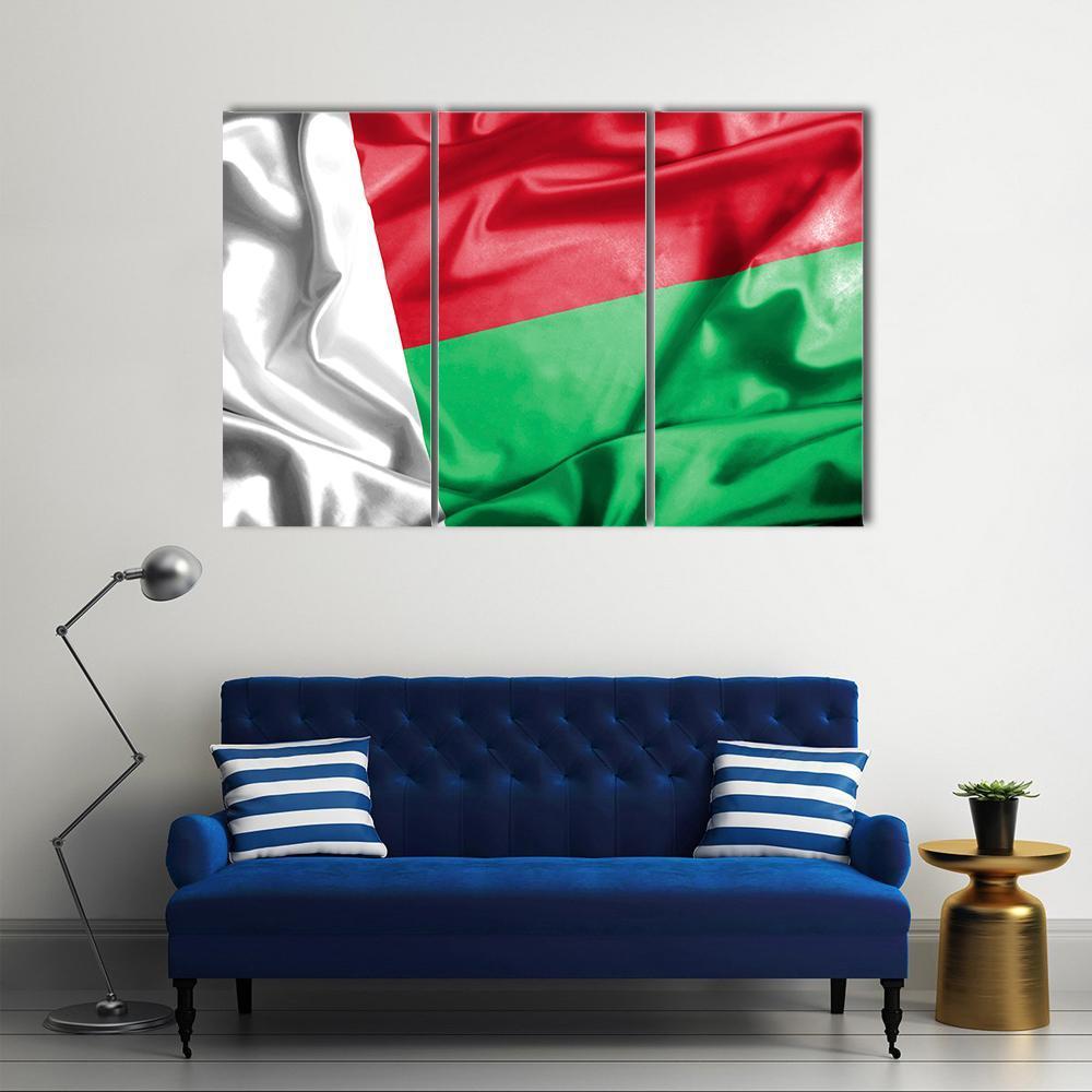 Waving Madagascar Flag Canvas Wall Art-3 Horizontal-Gallery Wrap-37" x 24"-Tiaracle