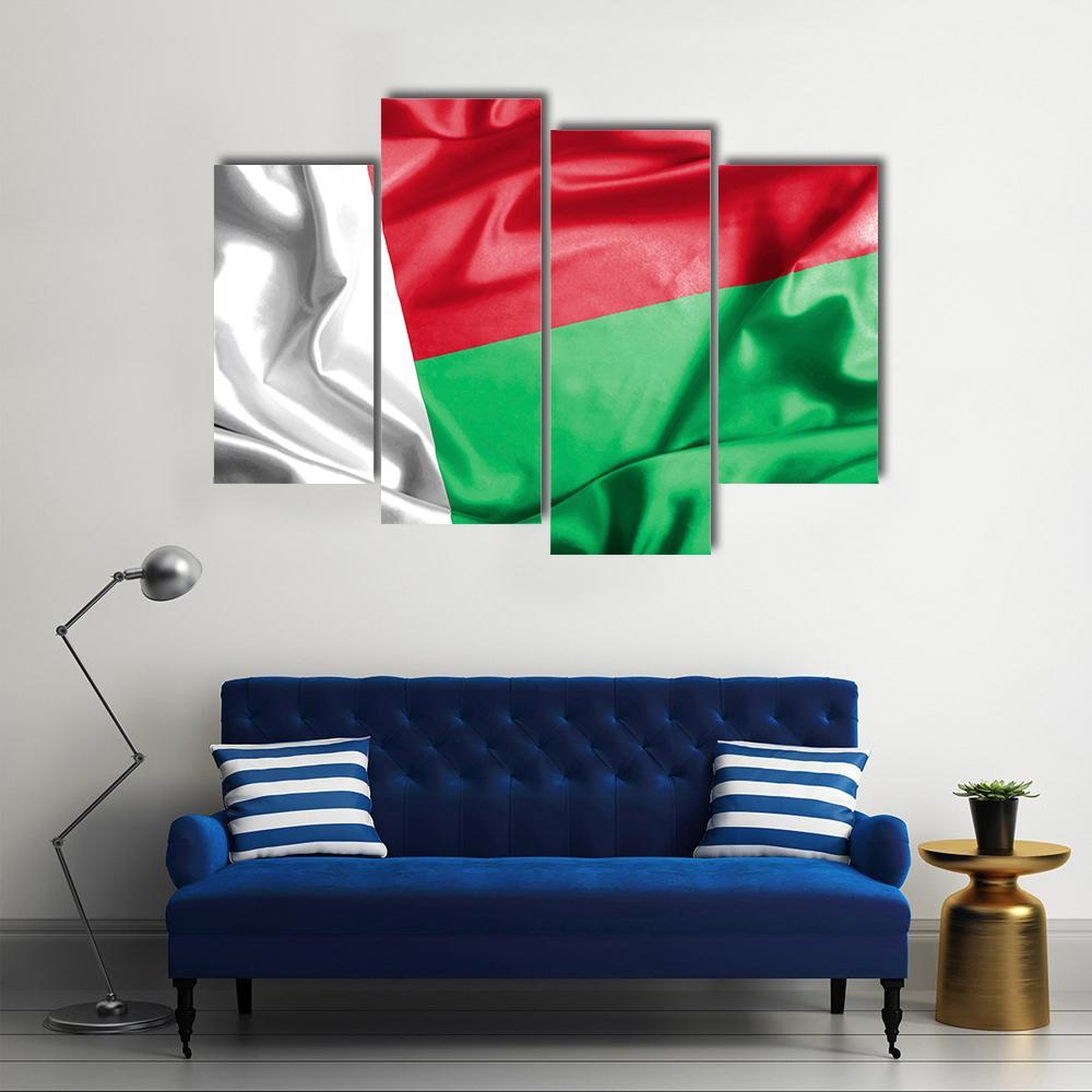 Waving Madagascar Flag Canvas Wall Art-4 Pop-Gallery Wrap-50" x 32"-Tiaracle