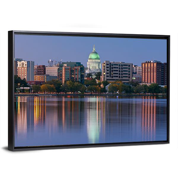 Madison Skyline Canvas Wall Art-5 Horizontal-Gallery Wrap-22" x 12"-Tiaracle